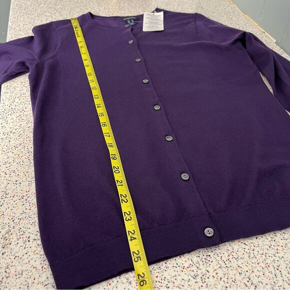 NWT Lands End Scoop Neck Cardigan Sweater Purple Knit Button Up Women’s S - Picture 5 of 7